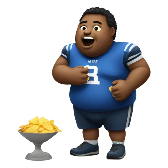 Fat dude eating chips playing football sticker