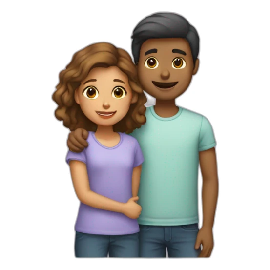 Calin d’une fille et un garçon sticker