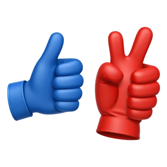 #1 glove thumbs up in blue (#00A3E0) and red (#F9423A)  sticker