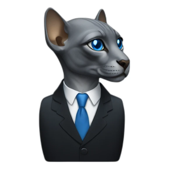 sphinx grey can with blue eyes portrait in black suit sticker