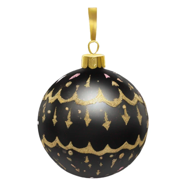 Realistic black and pink metallic christmas bauble with gold accents.  sticker
