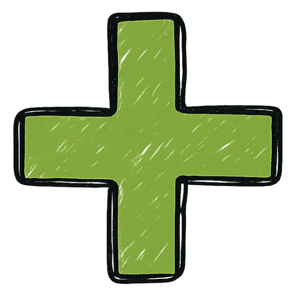 green plus sign, minimal, outlined sticker