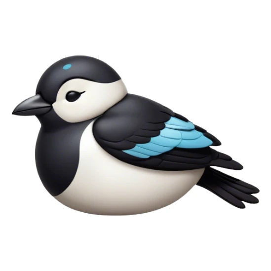 Meme-Worthy Cute Sleeping Magpie Portrait Emoji, Head resting peacefully with a contented smile, showcasing a sleek, elegant form with eyes gently closed in serene slumber and glossy, contrasting plumage, Simplified yet adorably endearing features, highly detailed, glowing with a soft, drowsy urban light, high shine, relaxed and utterly lovable, stylized with an air of playful laziness, soft glowing outline, capturing the essence of a sleeping magpie that feels destined to become the next viral icon of adorable rest! sticker