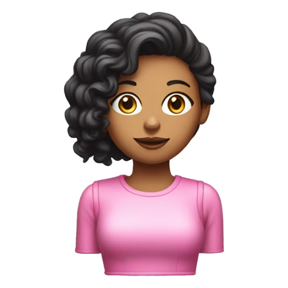 Chica pelo negro lacio piel blanca y una computadora de apple rosa sticker