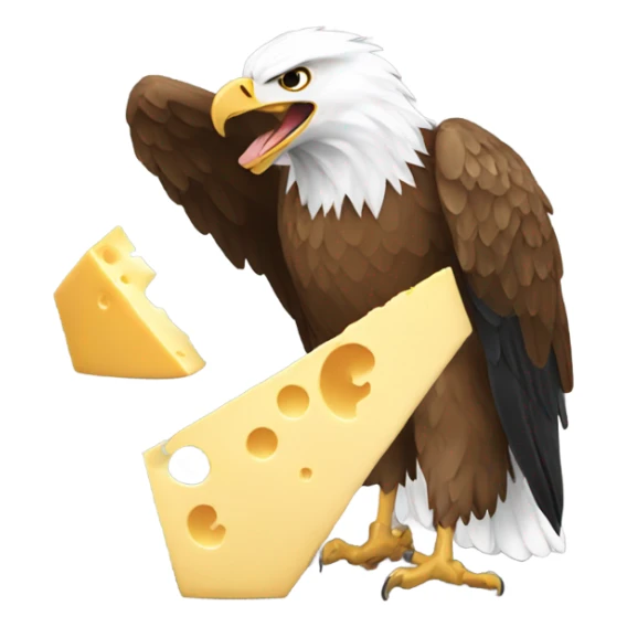 Eagle eating a wedge of cheese sticker