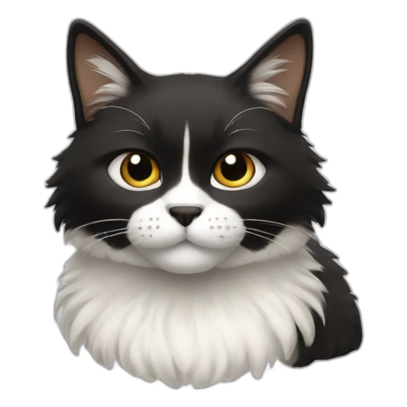 Gato bravo peludo todo preto e peito branco sticker
