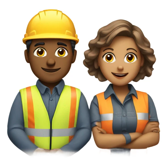 siblings woman and man builders sticker