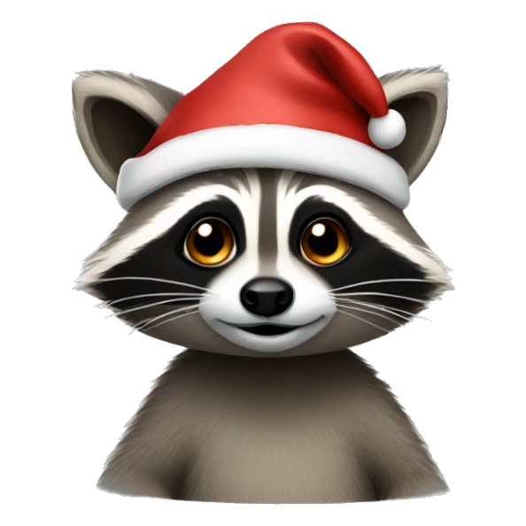 Raccoon wearing Santa hat sticker