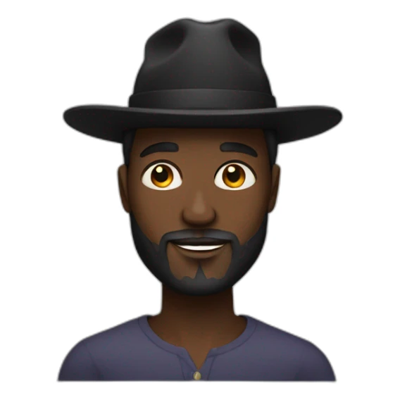 ghanaian man with wide-brimmed black hat beard sticker
