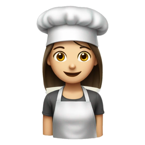 Brunette long straight hair girl making dinner in a cook hat sticker