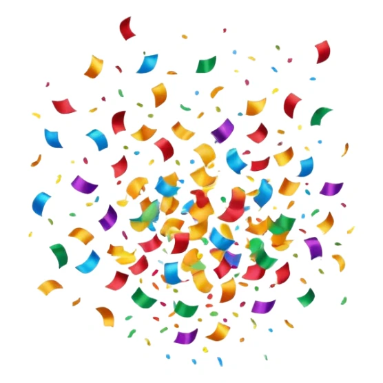 confetti firing, celebratory, vibrant colors sticker