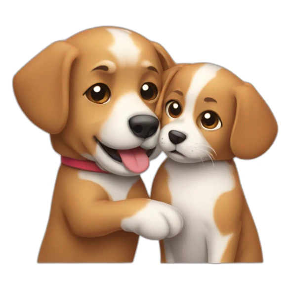 Chien qui fait un calin a un chat sticker