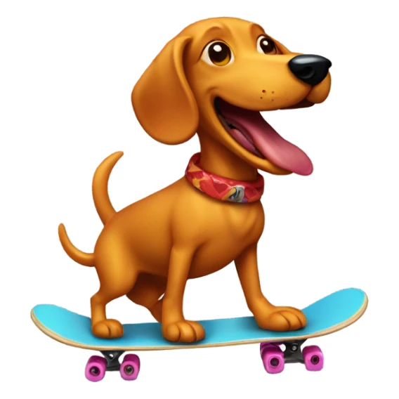 Fire breathing weenie dog riding a skateboard  sticker