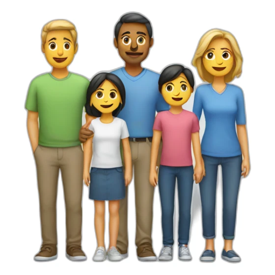 Family with father, mother, boy, girl sticker