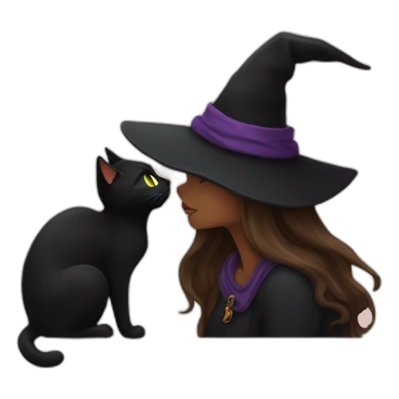 witch kissing to a black cat sticker