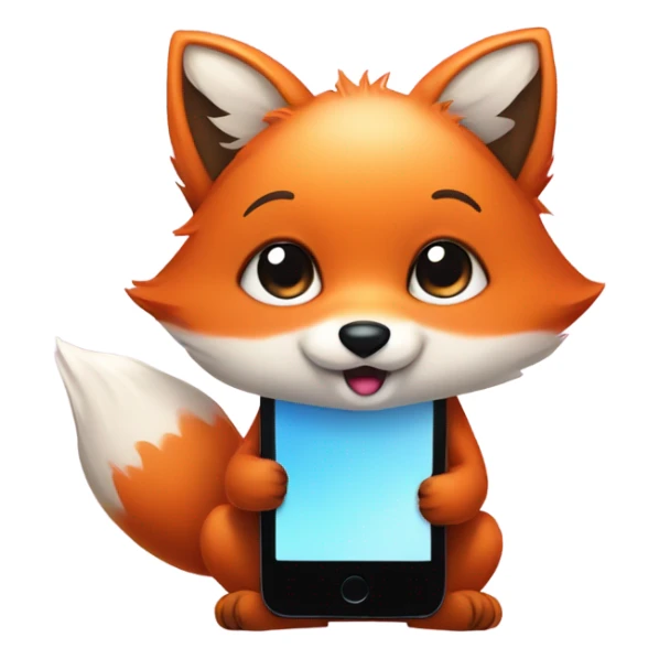 detailled kawaii fox with smartphone sticker