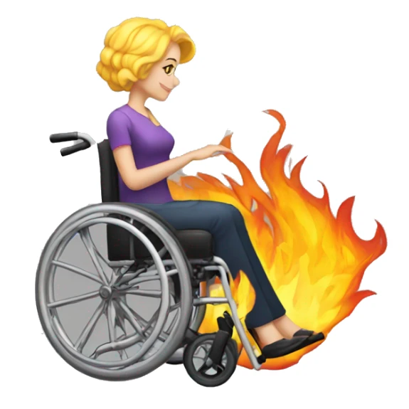 Woman wheelchair hot rod flames sticker