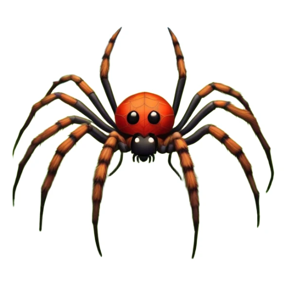 Huge spider sitting on grass with flowers, surrounded by a lush meadow. Detailed eight legs and body, with soft natural lighting enhancing its texture. Calm, serene background with vibrant greenery and a clear sky. Transparent background. sticker