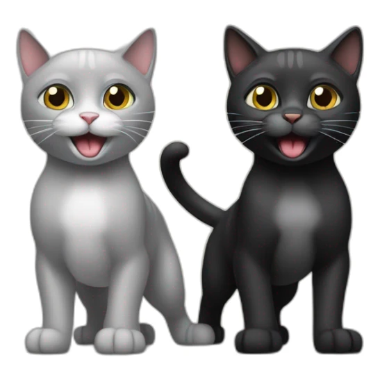 gato negro y gato gris claro jugando sticker