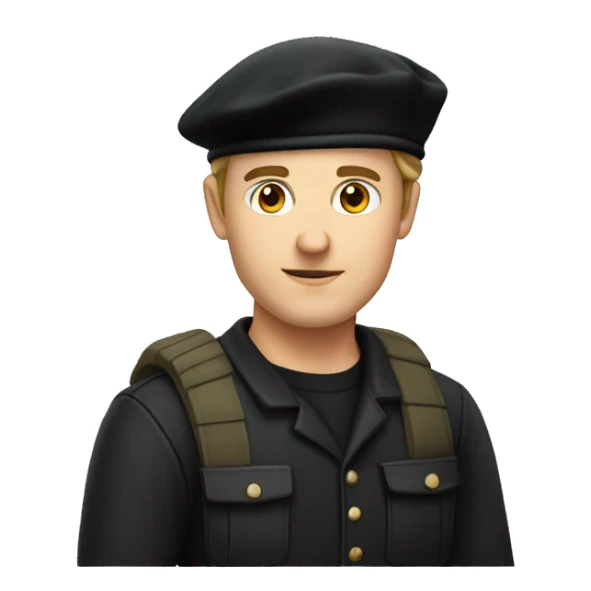 caucasian french man wearing a black beret  sticker