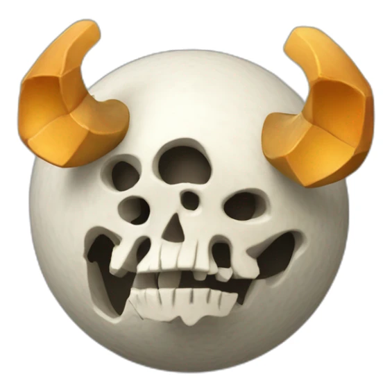 3d sphere with a cartoon Skeleton Horseman skin texture with big playful eyes sticker
