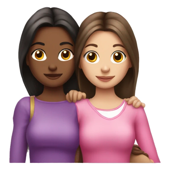 two pretty brunette girls holding a pink duck sticker