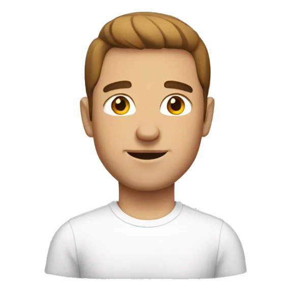 White Man with brown hair and white tshirt sticker