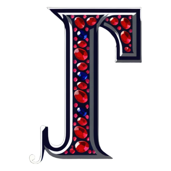 sparkling letter J with rubies and sapphires sticker