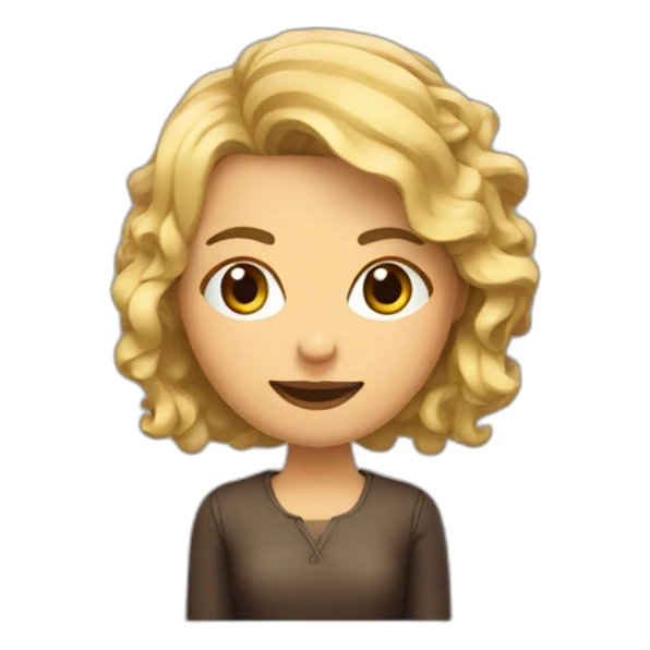 Maestra con pelo ondulado y corto rubia haciendo manualidad  sticker