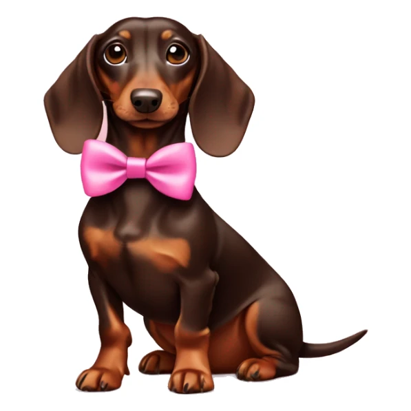 Chocolate and tan dachshund with pink bow   sticker