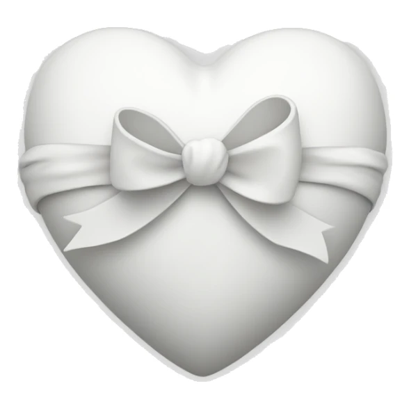White heart with a small bow in the middle wrapped around the heart sticker