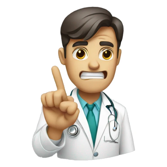 doctor angry saying no with finger sticker