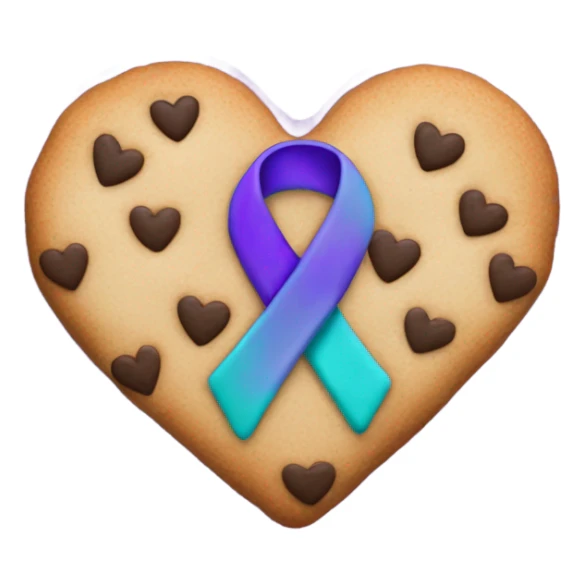 Purple teal Suicide awareness ribbon, heart cookie sticker