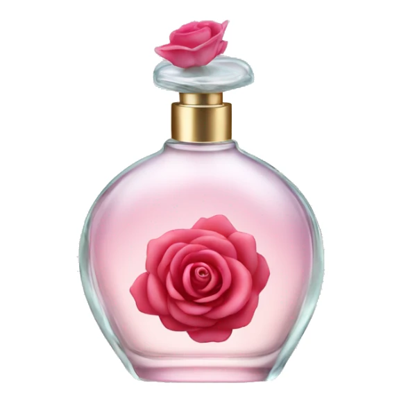 glass perfume bottle with a rose sticker