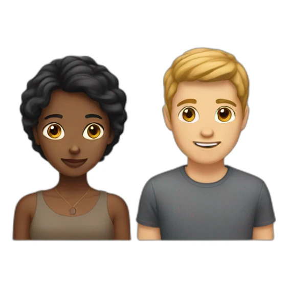 brown girl white guy sticker