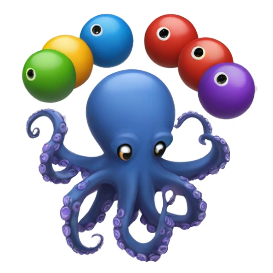 octopus juggling 8 bowling balls sticker