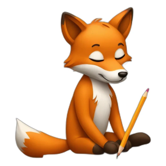 artist fox writing with a pencil sticker