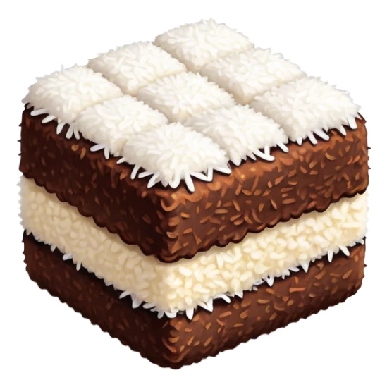 cinematic-realistic-lamingtons-dessert-emoji,-depicted-as-soft-sponge-squares-coated-in-chocolate-on all sides with coconut sprinkled on all side-rendered-with-mouth‚watering-detail-and-vibrant-lighting sticker