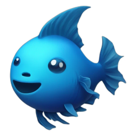 dark blue magic fat thing with a cyen face and a cyan fish fin sticker
