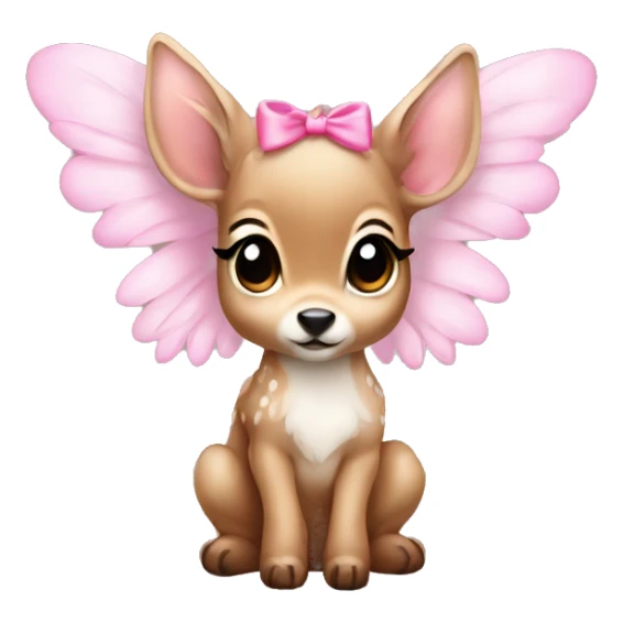 Baby fawn with pink bow and angel wings sticker