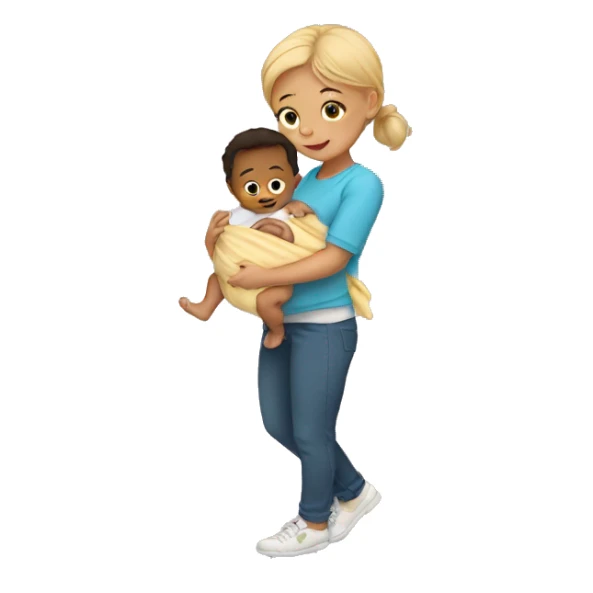 Toddler carrying newborn baby sticker