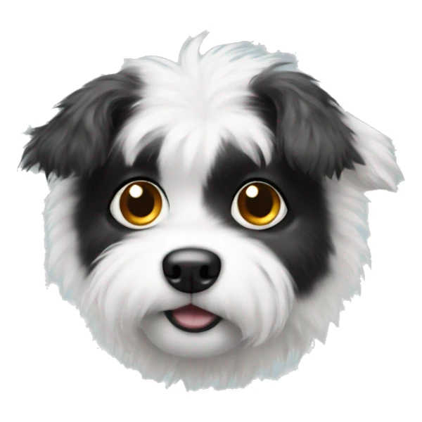 little white fluffy dog with a black spot on left eye sticker