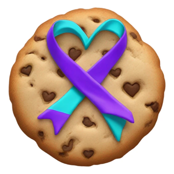 Cookie heart with purple teal awareness ribbon loop sticker