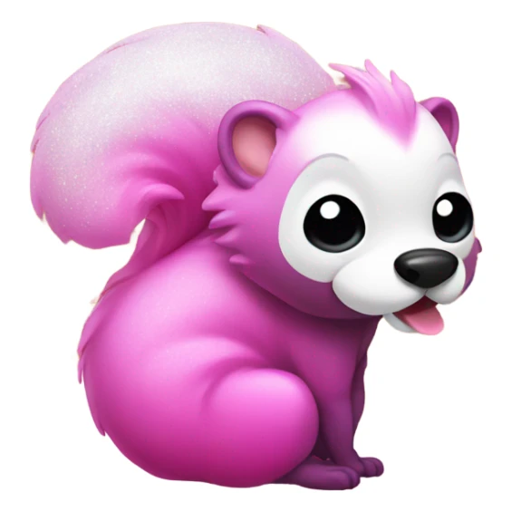 Pink ombre skunk blowing out a fart with glitter  sticker