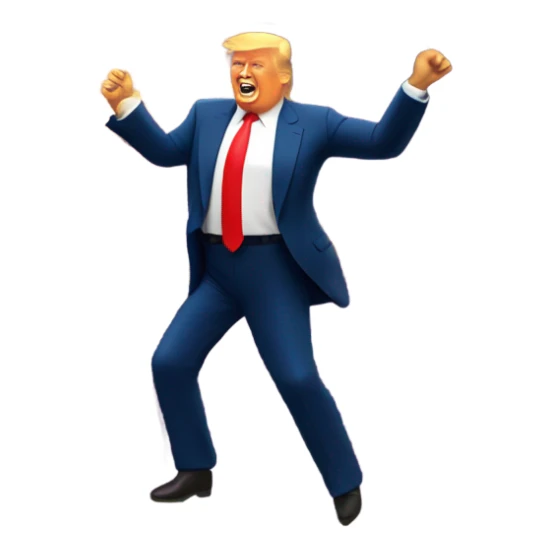 Trump dancing with fireworks in the background and 2025 in gold sticker