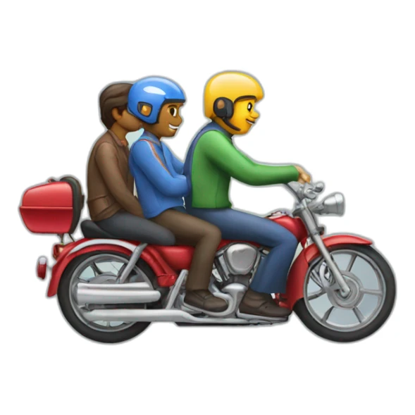 Three friends seat on bike sticker