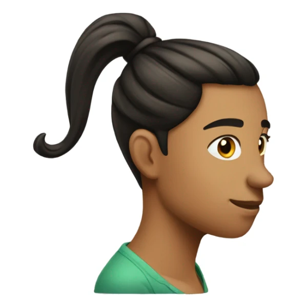 side face with nose and black cheek and a pony tail sticker