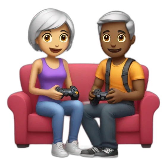 couple playing video game together sticker