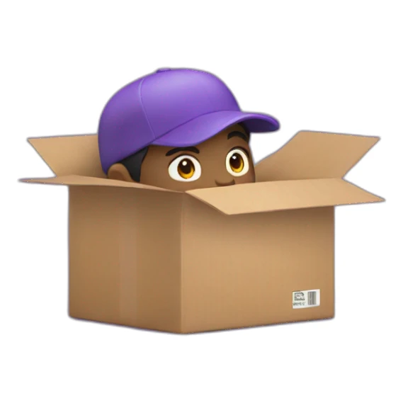 delivery man in purple with rising hand sticker