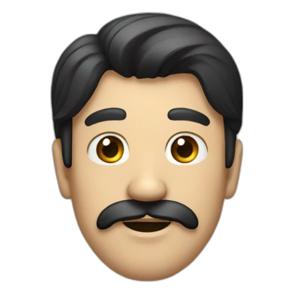 Man with black very long hair mustache sticker